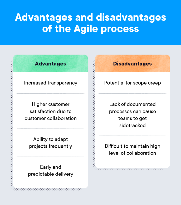The advantages and disadvantages of the Agile process. 